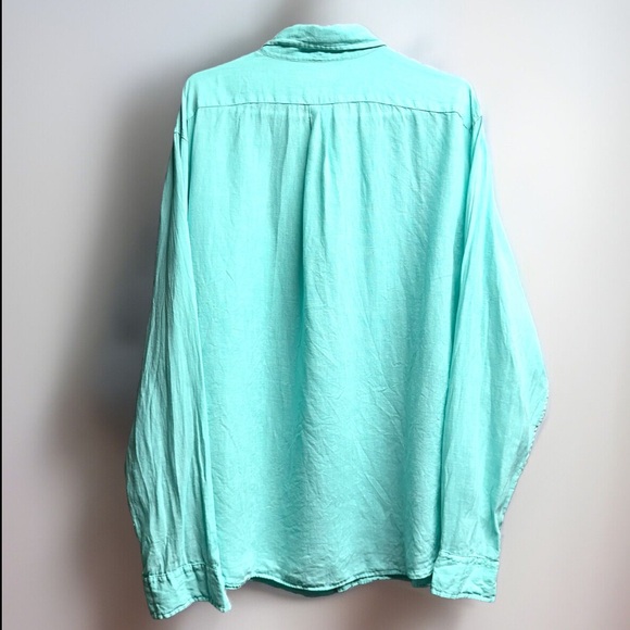 Vineyard Vines 100% Linen Shirt Mens Size XL Button Down Teal Green Front Pocket - Picture 2 of 11